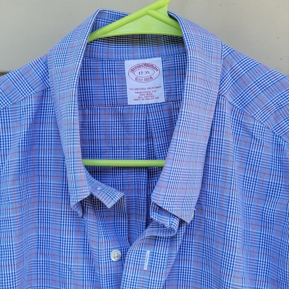 Brooks Brothers Blue Red Plaid The Original Polo Shirt Non Iron Button Down XL - Picture 4 of 10